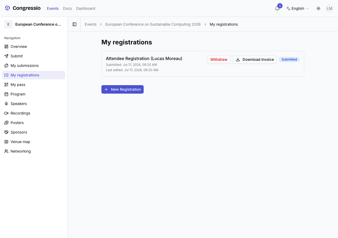 Managing your registration