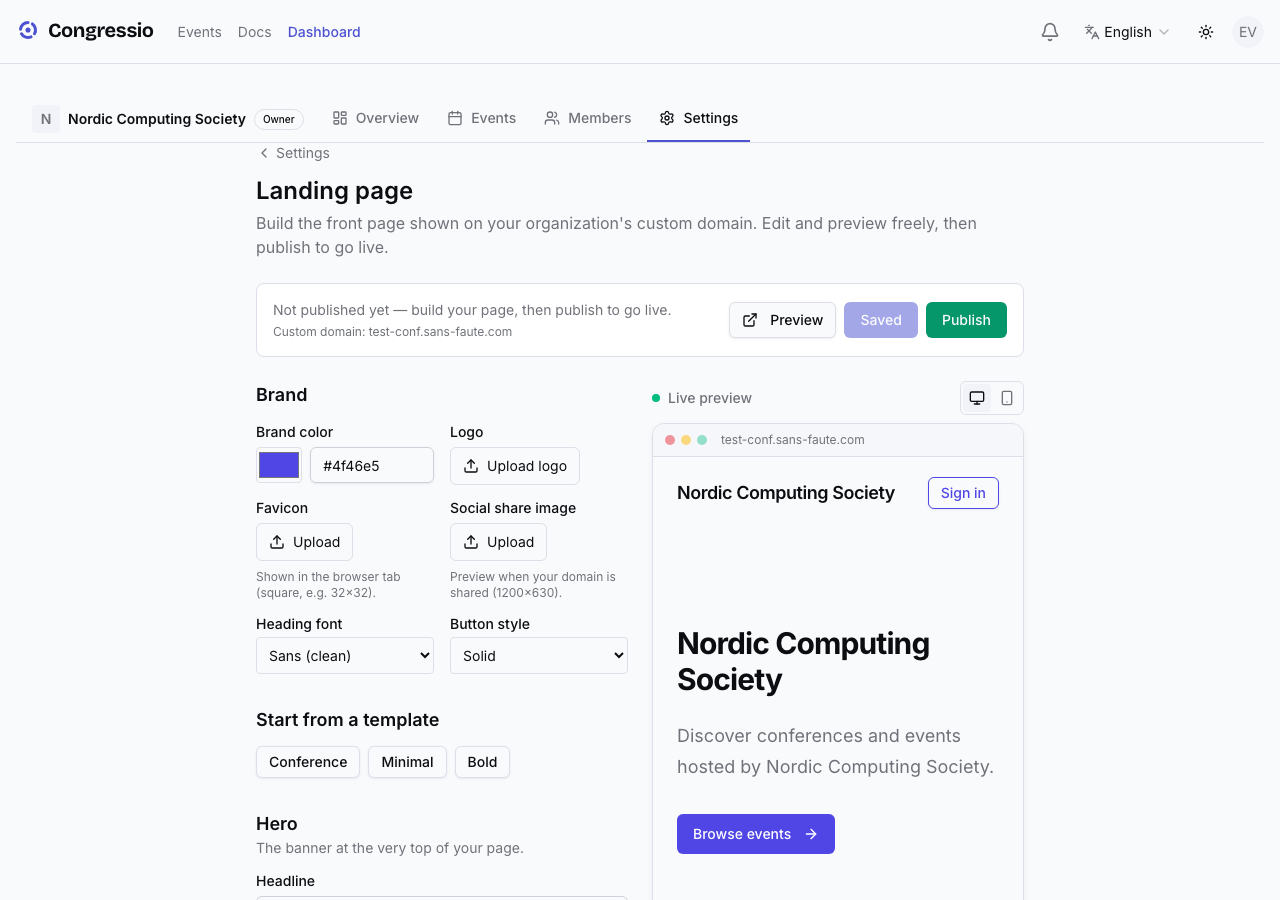 The white-label landing builder