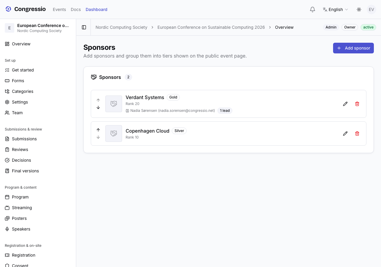 The sponsors editor